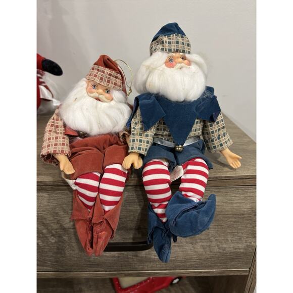2 Bendable Elves - Etsy 2 Christmas Santa Elves Vtg 1954 Ornament Shelf Sitter Bendable Fabric Dolls
